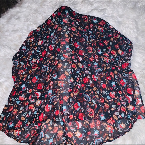 NWOT OBOE Black Boho Floral Open Kimono - Picture 8 of 9